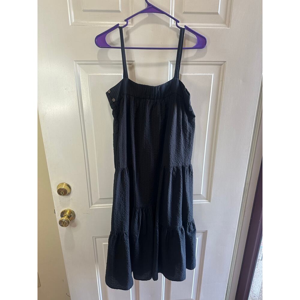 Jenni Kayne Seersucker Summer Dress Black Sz XS Cotton Rayon Black GREAT! - Picture 4 of 10